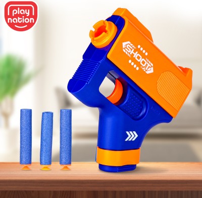 Play Nation Mini Dart Gun with Soft Foam Suction Bullet Darts|Shooting Gun Battle Fight Game(Blue)