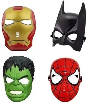 Pooja Fashion Ironman Spiderman Batman Hulk Plastic Mask 4 Pcs Combo for kids(Multicolor)