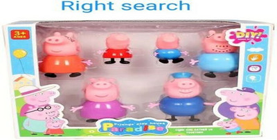 RIGHT SEARCH Peppa Pig Family Set of 6 Action Figure Toys for Kids(Multicolor)
