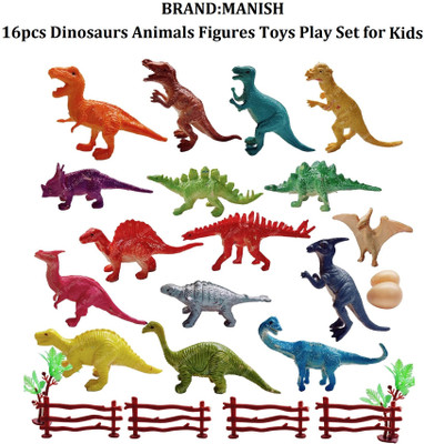 manish Dinosaur Toys | Dinosaur Figures for Kids | Dinosaurs Animals Figures Toys-16pcs(Multicolor)
