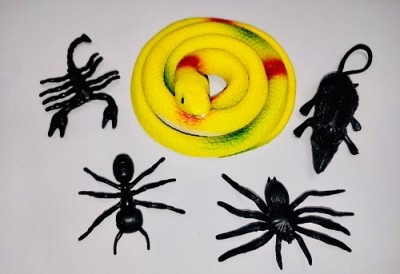 Tik C animal toys rubber snake,rat,ant spider gang set(Yellow, Black)