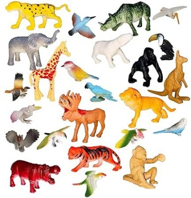 CJ CHILDREN 24Pc Mini Wild Animal &Birds Realistic ActionFigure Jungle Toys Playset for Kids(Multicolor)