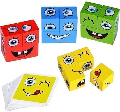 PRODUCT HUB Wooden Puzzle Building Blocks, Face Changing Cube Blocks Toy With(Multicolor)