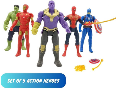 HappyBive Superheros Action Figure Toys|Set of 5 Avengers Figures Toys For Kids|H22(Multicolor)