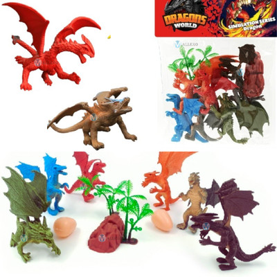 Mallexo Dragon Dinosaur Animal Toys Set 11Pcs Dino Animal Figurewith Dinosaur Egg Toy(Multicolor)
