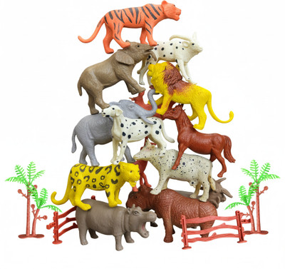 ZESTHOME 15 pcs Animal Toys Set for Kids most demanding Rubber Animals Toys (3 inches)(Multicolor)