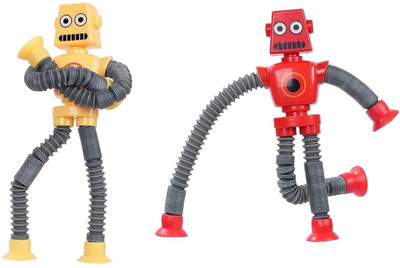 Akvanar Pop Tubes Fidget Toys Telescopic Suction Cup Robot Toy with Light pc 2(Multicolor)