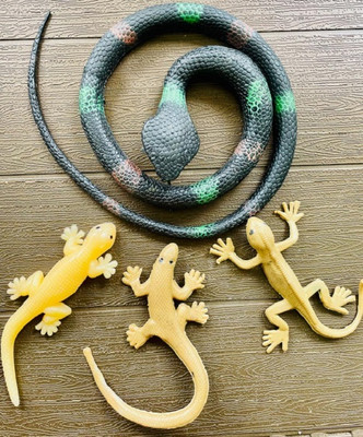 Tik C animal toys rubber snake lizards(Multicolor)