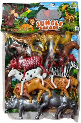 TOYTRY Jungle Safari 12 pcs animal toy(Multicolor)