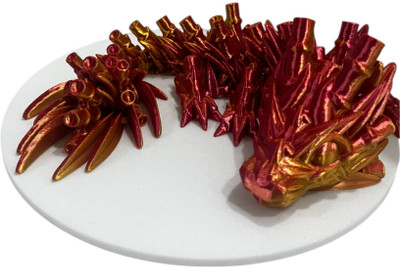 PST Realistic 3D Printed Dragon Model - Articulated, Hand-Painted, Collectible Decor(Red)