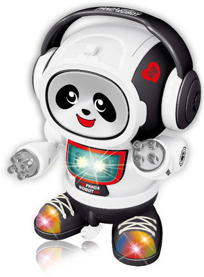 ATRI kids electric dancing walking rotation robot cartoon panda toy with lights music(Multicolor)