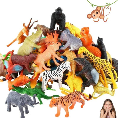 KHYALI 12-PCS Wildlife Animal Toy Set|Realistic Mini Jungle Zoo Animals for Kids|546(Multicolor)