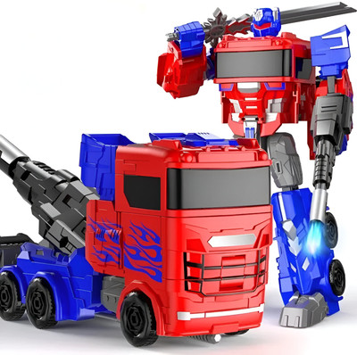 Metaformation Optimus Prime Manual Transforming Robot Truck Toy for Kids 2 in 1 Action Figure(Red, Blue)