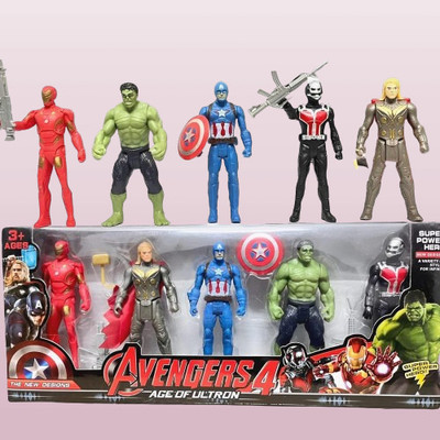 Toyporium Avengers Toys|Set of 5 Twist And Move Super Hero Action Figure For Kids|A41(Multicolor)