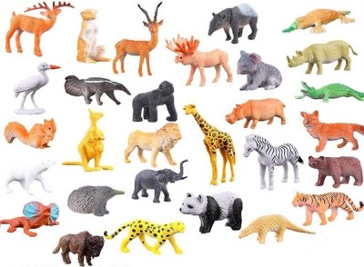 Toyporium Mini Jungle Safari 12 PC Realistic Wild Animal Toy Figure Playing Set for Kids61(Multicolor)