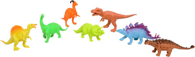 Bhalala Realistic Dinosaur Figures Playset Rubber Wild Animal Dinosaur Toys-7PC(Multicolor)