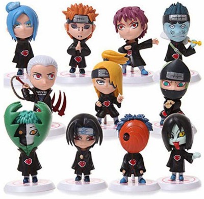 RVM Toys Set of 11 Naruto Akatsuki Anime Figures 6-8 cm Toy for Car Dashboard Study Table(Multicolor)