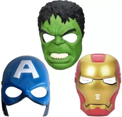 ojus fashion hub Captainamerica Hulk Ironman Plastic Face Mask 3 Pcs Combo for kids(Multicolor)