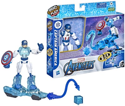 MARVEL Avengers Bend and Flex Missions Captain America Ice Mission Figure for kids(Multicolor)