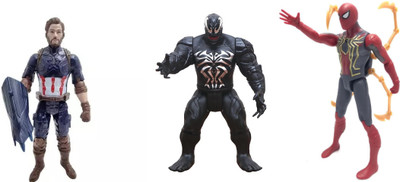 khilona waala Pack Of Captain America Venom & Spiderman Super Heros Toys For 3 Years Up Kids(Multicolor)