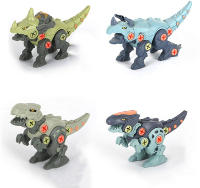 RUTSHRA DIY Dinosaur Assembly Early Educational Blocks Toys With Assemble Screwdriver(Multicolor, Pack of: 4)