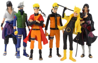 RVM Toys Set of 6 Naruto Sasuke Itachi Kakashi Anime Figures 18 cm for Car Dashboard Toy(Multicolor)