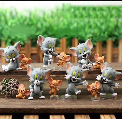 Lil Tara Cute Tom and Jerry chibby figures set of 12(Multicolor)