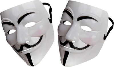 Selva Front Vendetta Anonymous Halloween universal-fitting Hacker Mask Party Mask(White, Pack of 1)