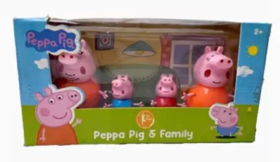 Intelligent Pig Family Pack with Peppa Pig George Pig Mamma Pig and Daddy Pig Figures(Multicolor)