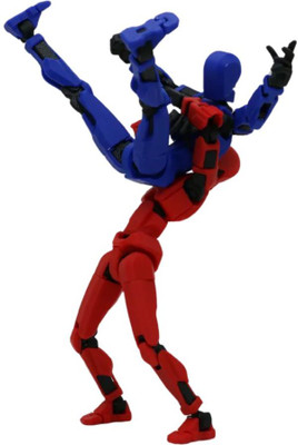 Apsara Gifts Pack of 2 - Dummy 13 Action Figure Articulated 3D Printed Robot(Blue, Red)
