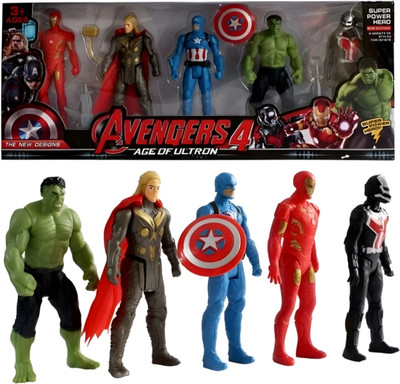 Meesaj Toy Avengers Superhero Action Figures - 5-Piece Twist & Move Multicolor Play Set(Multicolor)