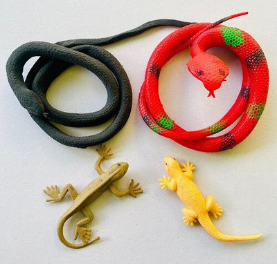 Tik C animal toys rubber snake and lizard(Multicolor)