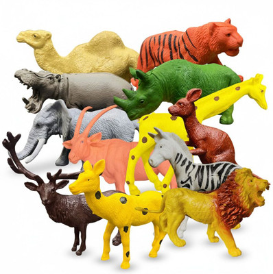 ZESTHOME Big Size Animal Toys Set for Kids- Lion Tiger Giraffe Elephant Camel Zebra Deer(Multicolor)
