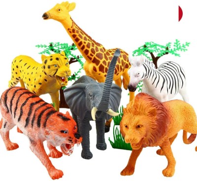 Toyporium Mini Jungle Safari 12 PC Realistic Wild Animal Toy Figure Playing Set for Kids64(Multicolor)