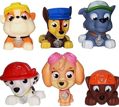 Mallexo Cartoon Chu Chu Paw Patrol Bath Toys for Children Set of 6PCs Pup Toys Figurine(Multicolor)