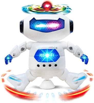 PURENEST Stylish Dancing Robot's with 3D Lights and Music(White)