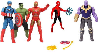 Toyporium Avengers Toys|Set of 5 Twist And Move Super Hero Action Figure For Kids|T16(Multicolor)