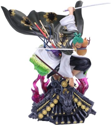 RVM Toys One Piece Anime Roronoa Zoro Action Figure On Roof 18 cm Desk Car Decoration Toy(Multicolor)