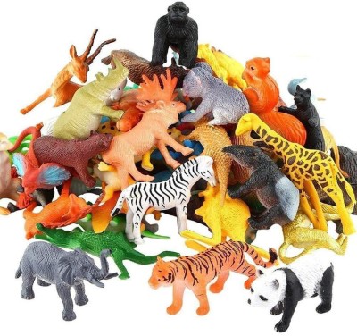 HappyBive Mini Jungle Safari 12 PC Realistic Wild Animal Toy Figure Playing Set for Kids09(Multicolor)