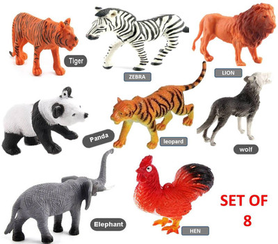 Mallexo Education Wild Animals Toys for Kids Set | Multi-Color Jungle Animal Toy Set for Kids Boys and Girls- Set of 8 Learning Animals for Kids(Multicolor)