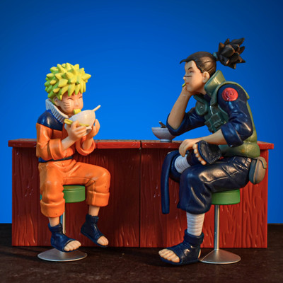 GT Gala Time Naruto & Iruka Sensei Ramen Eating Anime Figures – Anime Collectible for Display(Multicolor)