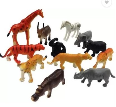 JGG Jain Gift Gallery 12 Pcs Wild Animals Set (Medium Size) for Kids (Multi color)(Multicolor)