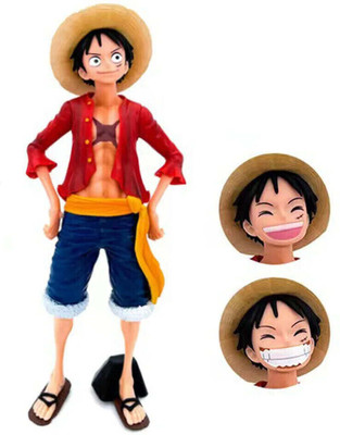 DECOR SPIRIT 27cm One Piece Luffy 3 Face Change Standing Action Figure Toy For Anime Fans(Multicolor)