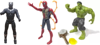 khilona waala Pack Of BLACK PANTHER SPIDERMAN & HULK Super Heroes Toys for 3 year old kids(Multicolor)