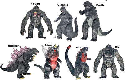 FOZZO-SK New Godzilla Vs Kong Monsters Movie Mini Toy Models 7 Pcs. Action Figures(Multicolor)