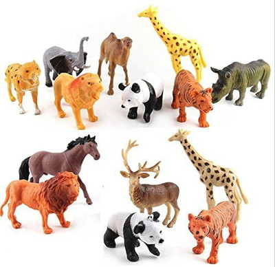 KHYALI 12 PC Mini Jungle Safari Realistic Wild Animal Toy Figure Playing Set for Kids20(Multicolor)