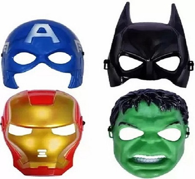 ojus fashion hub Captain America Hulk Batman Ironman Plastic Mask Toy 4 Pcs Combo for kids(Multicolor)