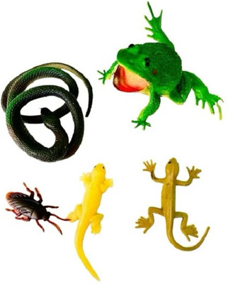 Tik C Rubber snake and cute frog gang toys(Multicolor)