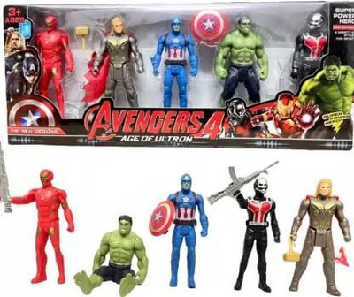 Toyporium Avengers Toys|Set of 5 Twist And Move Super Hero Action Figure For Kids|A37(Multicolor)