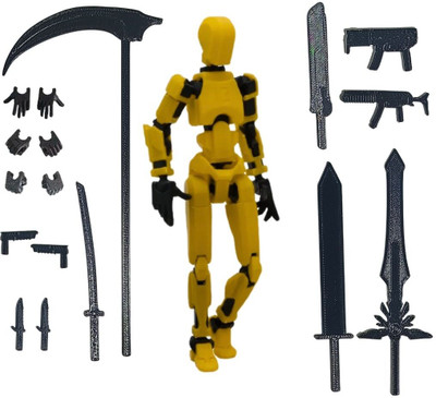 Mighty Miniatures Prime Action Figure Robot | 14 cm with Weapons Pack(Gold)